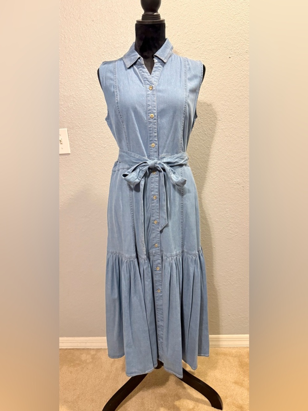 TWRHLL by Christie Brinkley Sleeveless Denim Midi Dress